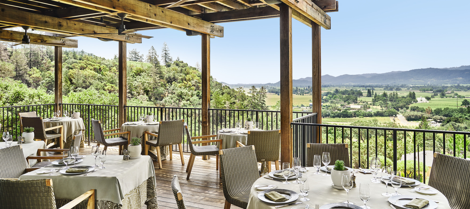 The Restaurant terrace overlooking the Napa Valley at Auberge du Soleil
