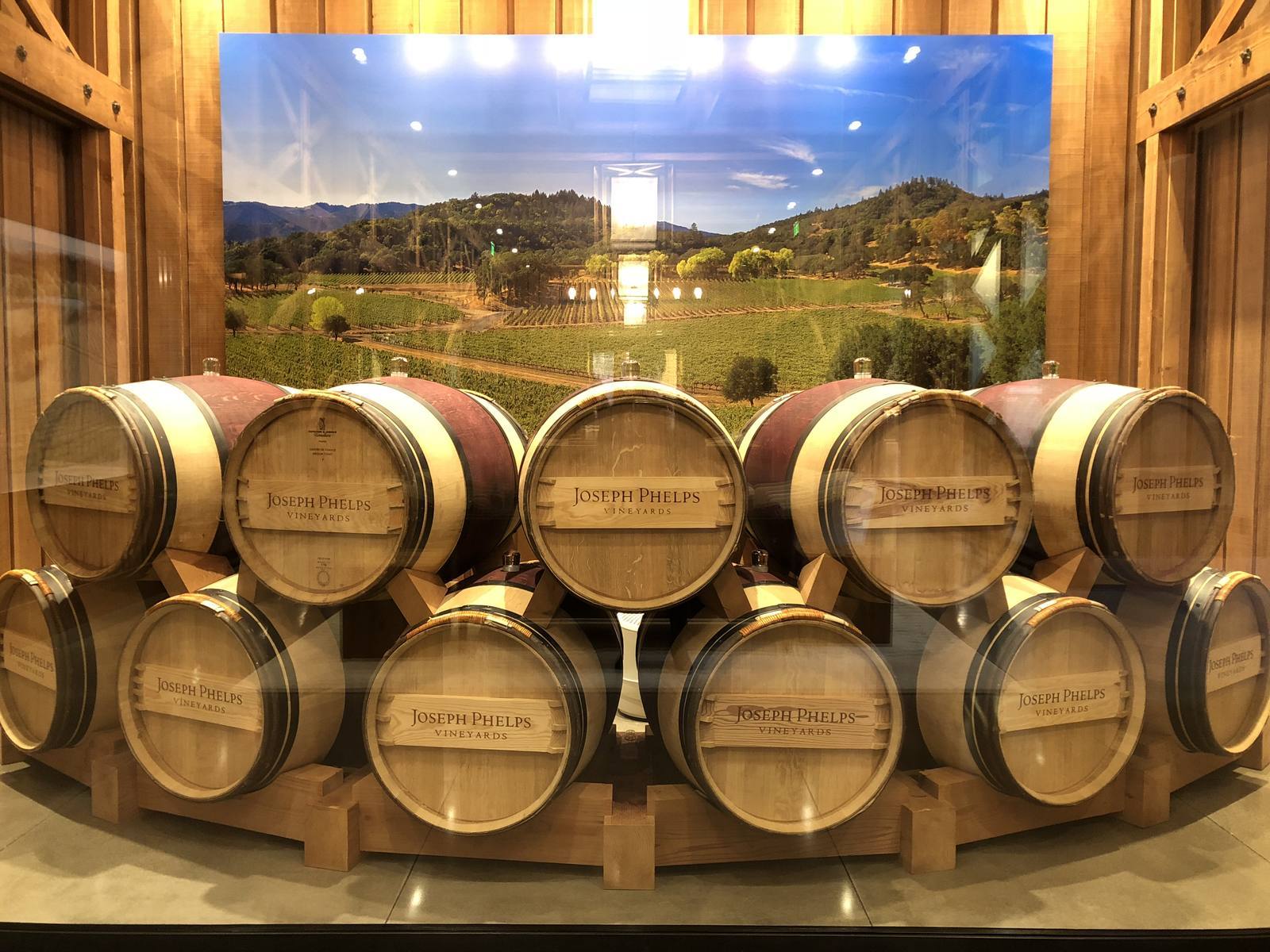 Insignia barrels on display at Joseph Phelps Vineyards
